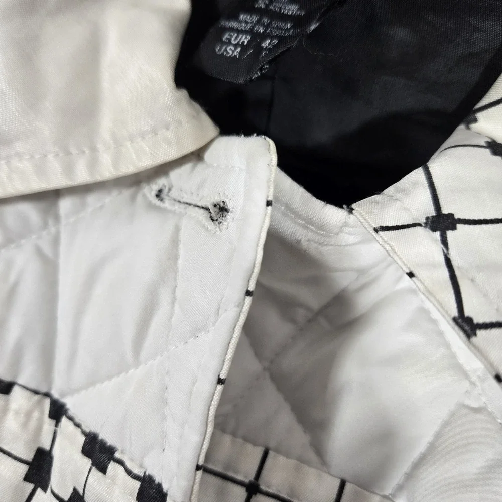 Custo Barcelona Quilted Patchwork Grid Print Art Summer Trenchcoat | Size US 8 - Picture 3 of 14